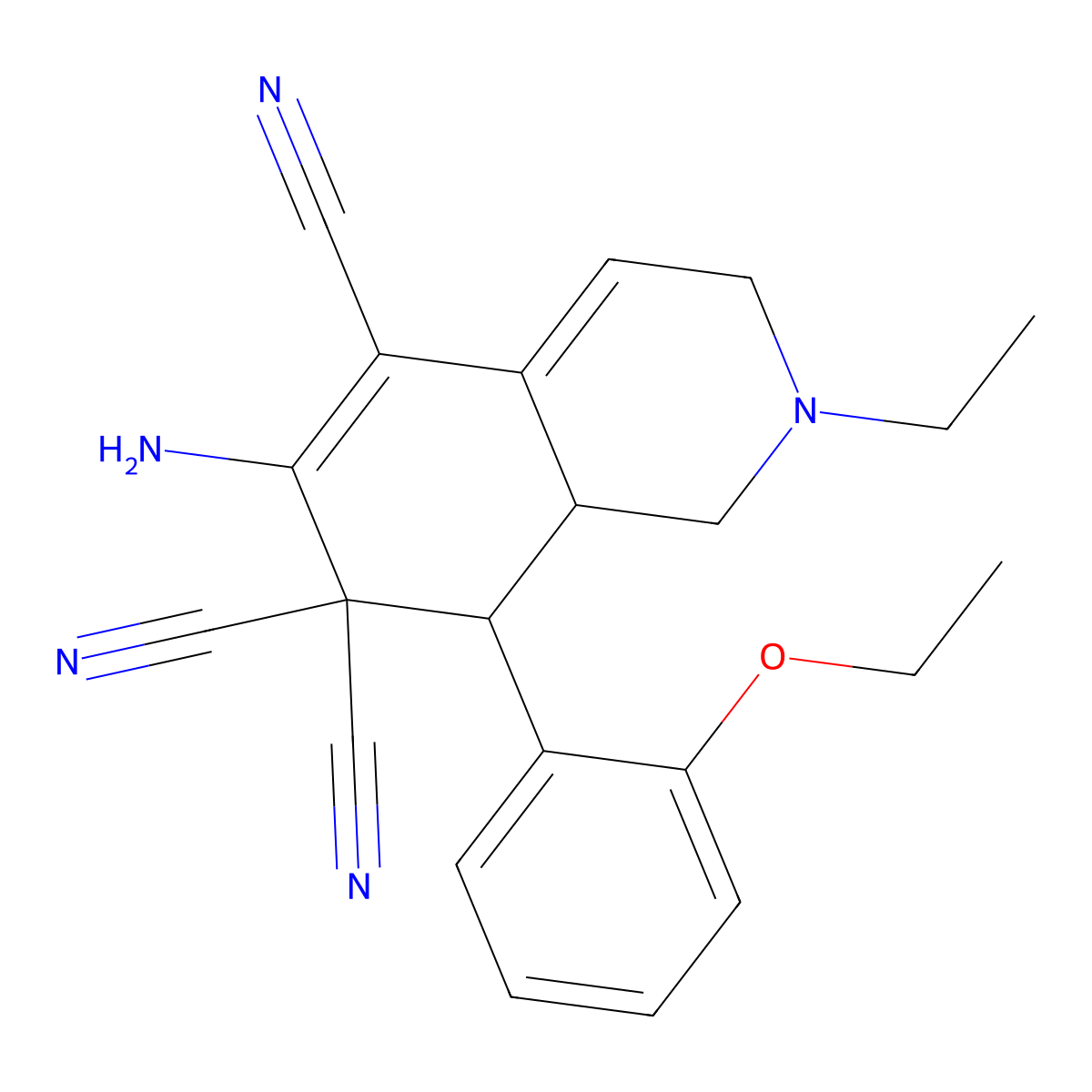 6-Amino-8-(2-ethoxyphenyl)-2-ethyl-1,3,8,8a-tetrahydroisoquinoline-5,7,7-tricarbonitrile molecular structure, CAS 302795-67-1
