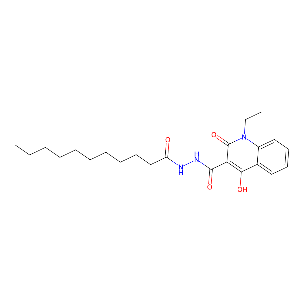 1-ethyl-4-hydroxy-2-oxo-N'-undecanoyl-1,2-dihydroquinoline-3-carbohydrazide molecular structure, CAS 302796-78-7