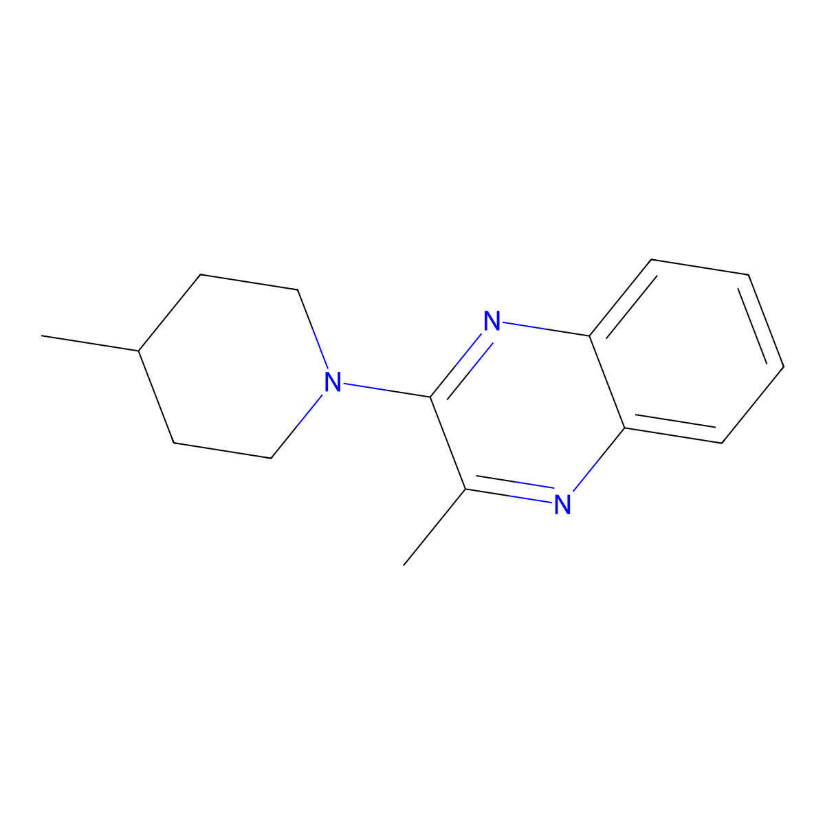 2-Methyl-3-(4-methylpiperidin-1-yl)quinoxaline molecular structure, CAS 302799-22-0