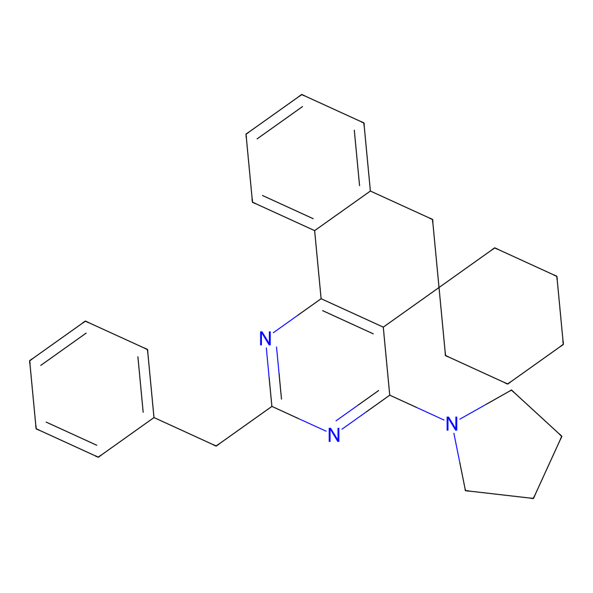 2-benzyl-4-pyrrolidin-1-ylspiro[6H-benzo[h]quinazoline-5,1'-cyclohexane] molecular structure, CAS 302799-29-7