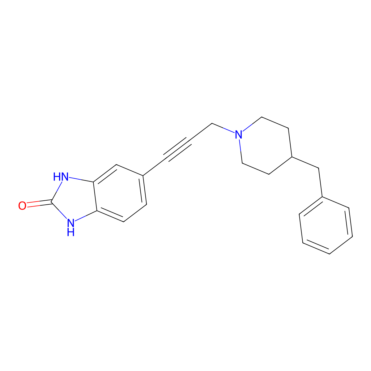 5-(3-(4-Benzylpiperidin-1-yl)prop-1-ynyl)-1,3-dihydrobenzimidazol-2-one molecular structure, CAS 302799-86-6