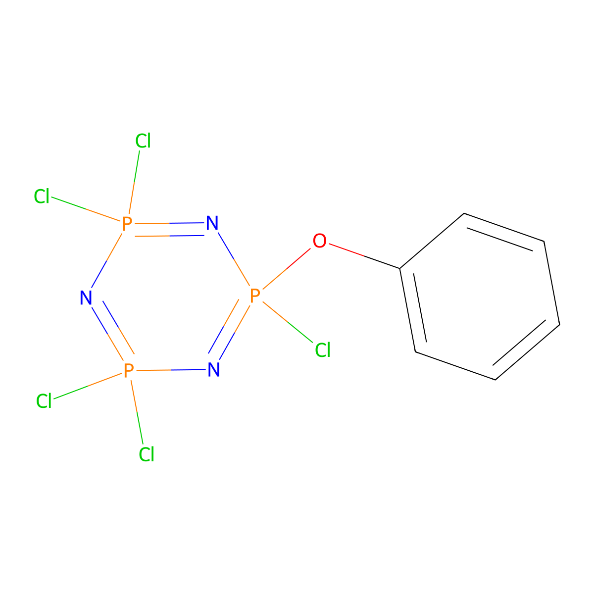2,2,4,4,6-Pentachloro-6-phenoxy-1,3,5-triaza-2lambda5,4lambda5,6lambda5-triphosphacyclohexa-1,3,5-triene molecular structure, CAS 3028-10-2