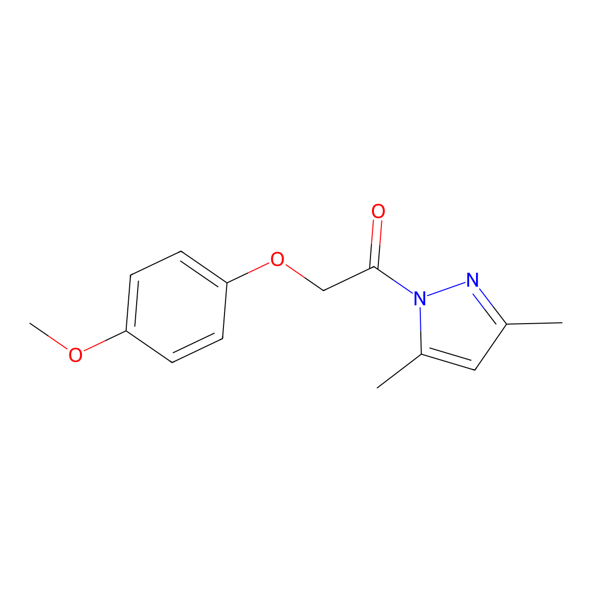 1-(3,5-dimethyl-1H-pyrazol-1-yl)-2-(4-methoxyphenoxy)ethanone molecular structure, CAS 302800-59-5