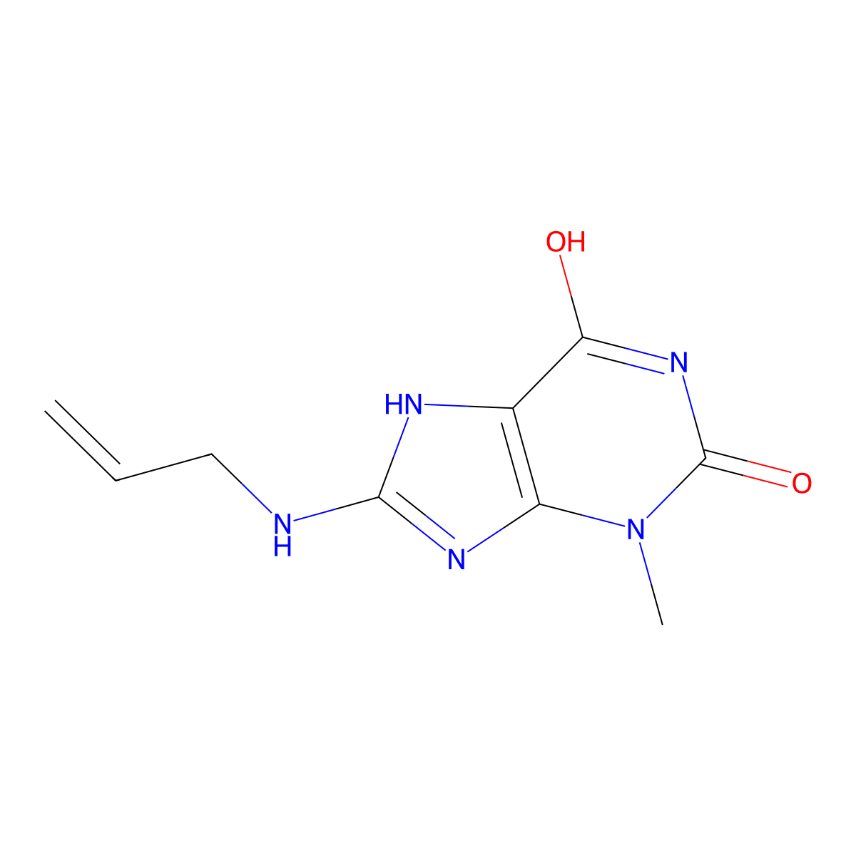 3-methyl-8-(prop-2-enylamino)-7H-purine-2,6-dione molecular structure, CAS 302801-95-2