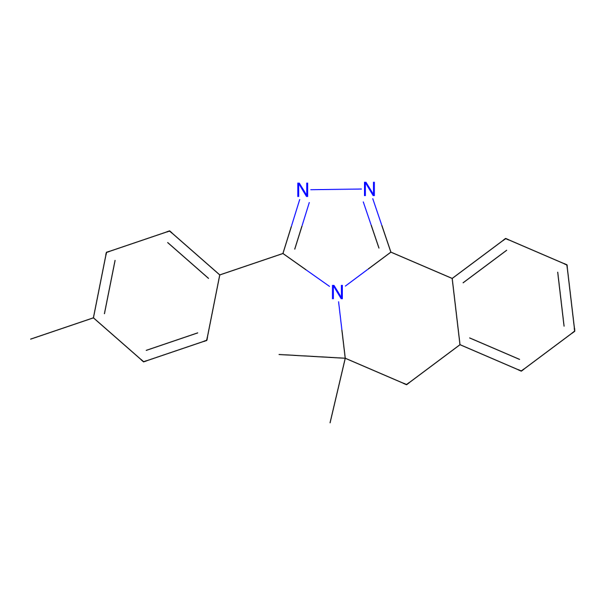 5,5-dimethyl-3-(4-methylphenyl)-6H-[1,2,4]triazolo[3,4-a]isoquinoline molecular structure, CAS 302802-01-3