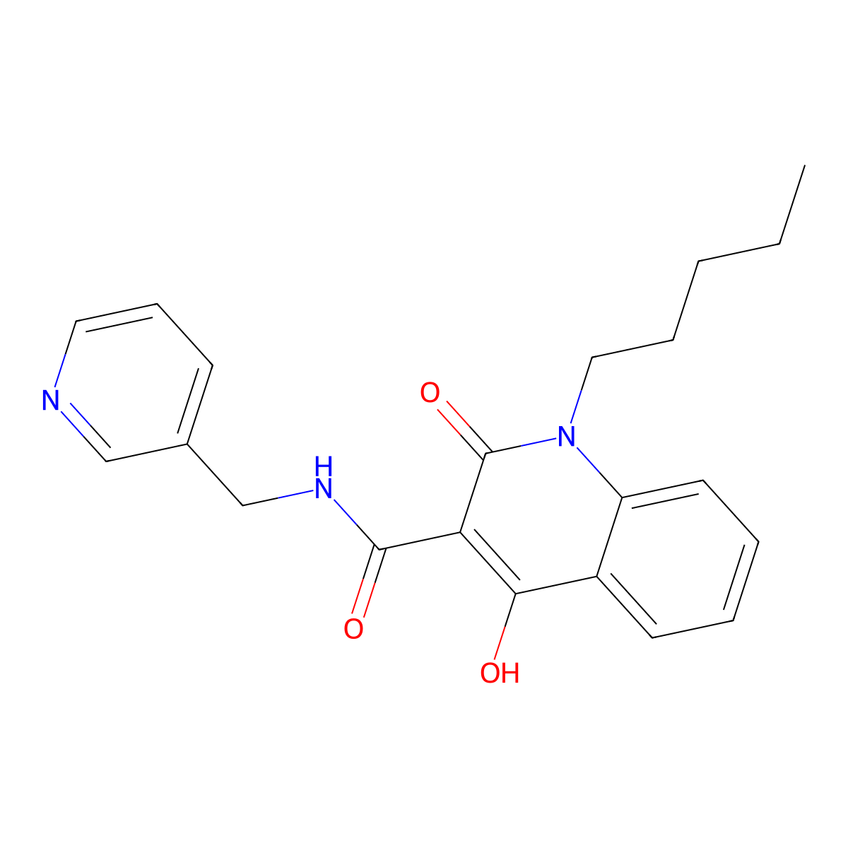 4-hydroxy-2-oxo-1-pentyl-N-(pyridin-3-ylmethyl)-1,2-dihydroquinoline-3-carboxamide molecular structure, CAS 302802-14-8