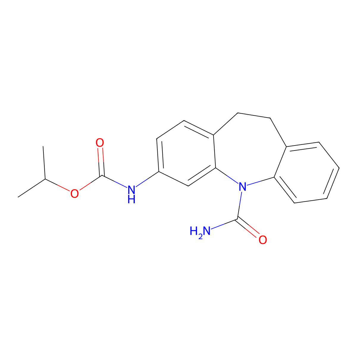 propan-2-yl N-(11-carbamoyl-5,6-dihydrobenzo[b][1]benzazepin-2-yl)carbamate molecular structure, CAS 302802-26-2
