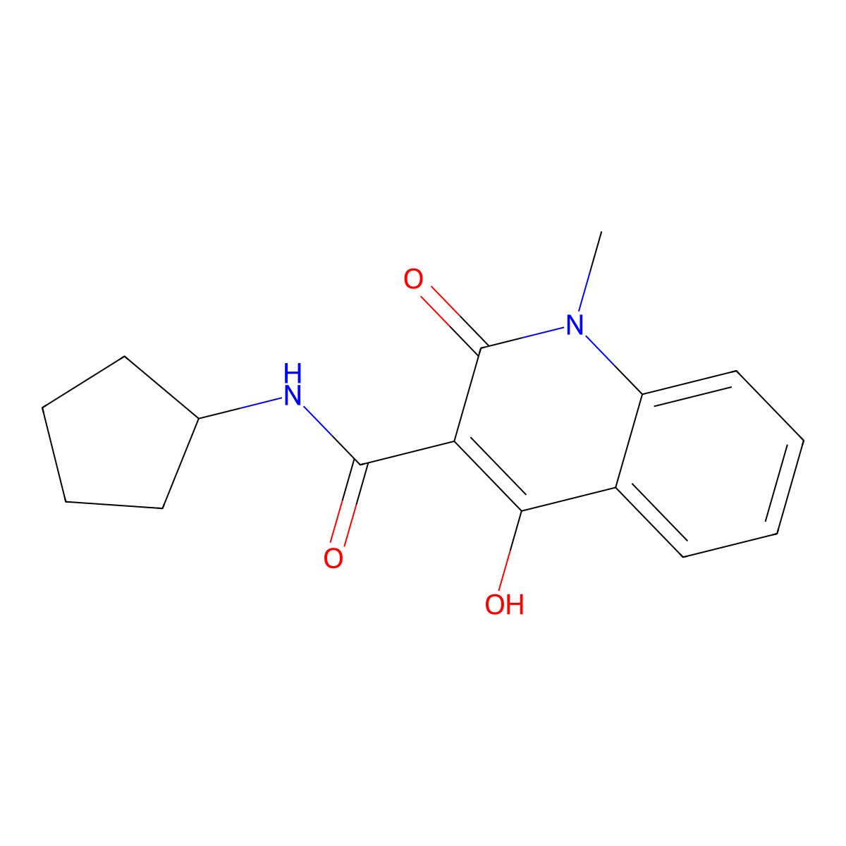 N-cyclopentyl-4-hydroxy-1-methyl-2-oxo-1,2-dihydroquinoline-3-carboxamide molecular structure, CAS 302802-28-4