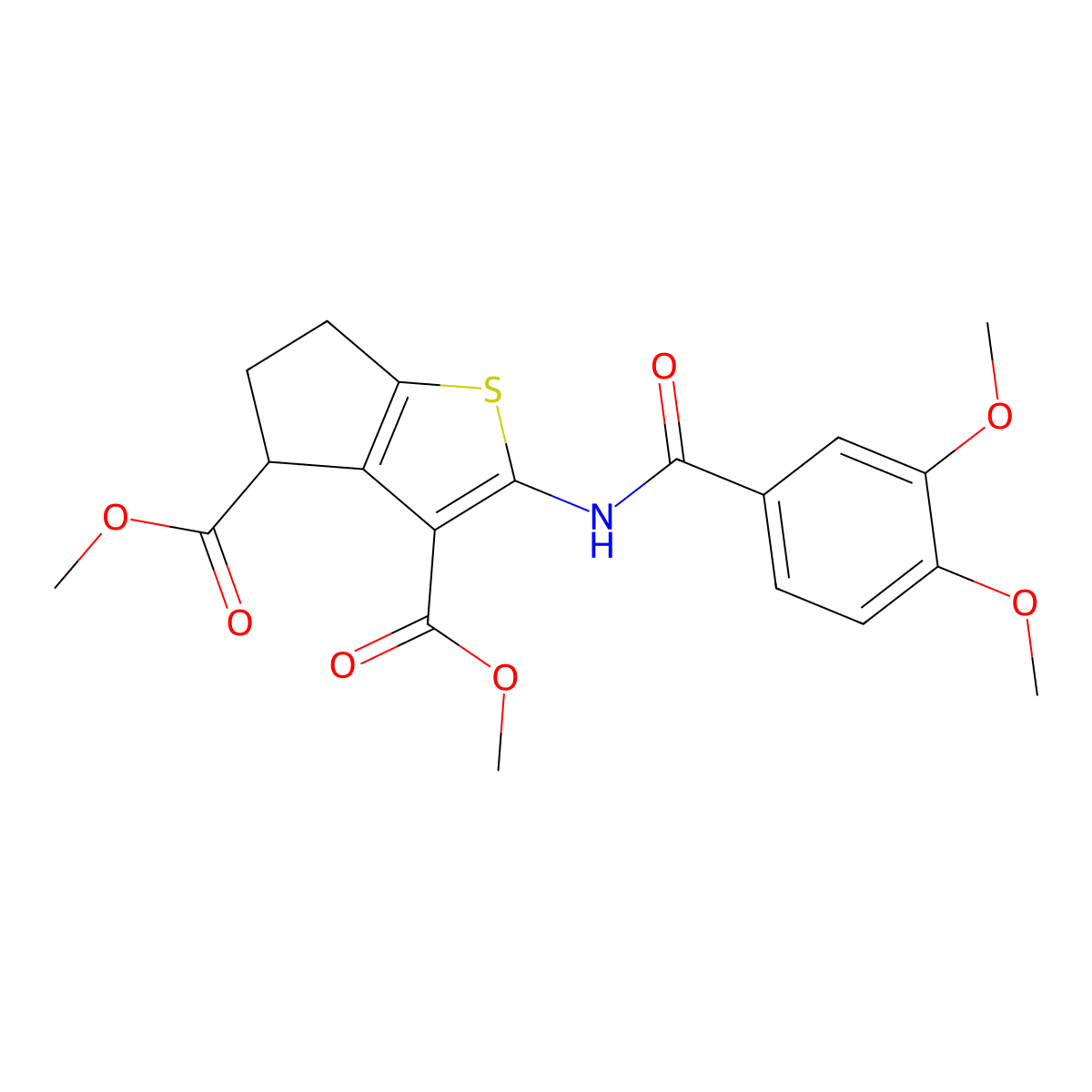 dimethyl 2-[(3,4-dimethoxybenzoyl)amino]-5,6-dihydro-4H-cyclopenta[b]thiophene-3,4-dicarboxylate molecular structure, CAS 302802-61-5