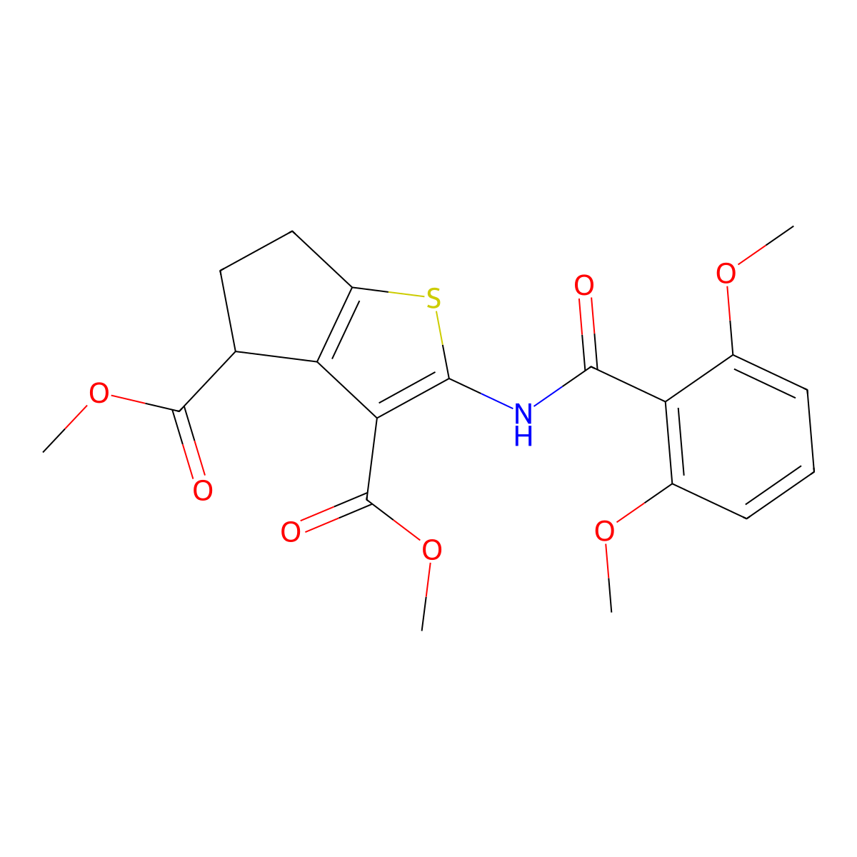 dimethyl 2-[(2,6-dimethoxybenzoyl)amino]-5,6-dihydro-4H-cyclopenta[b]thiophene-3,4-dicarboxylate molecular structure, CAS 302802-62-6