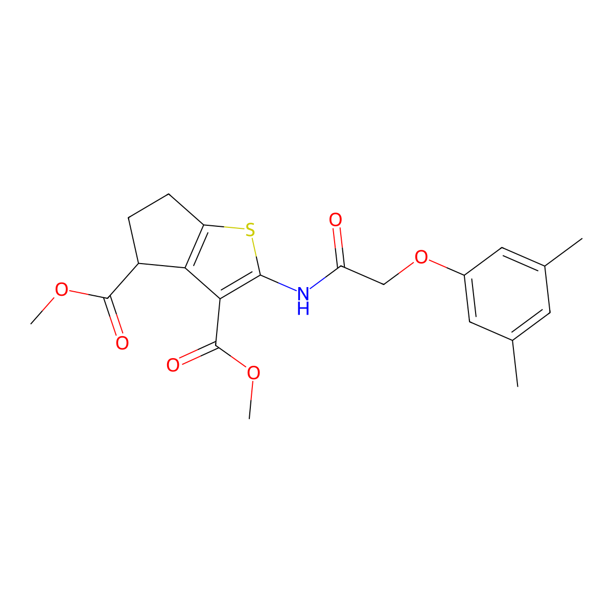 dimethyl 2-{[(3,5-dimethylphenoxy)acetyl]amino}-5,6-dihydro-4H-cyclopenta[b]thiophene-3,4-dicarboxylate molecular structure, CAS 302802-79-5