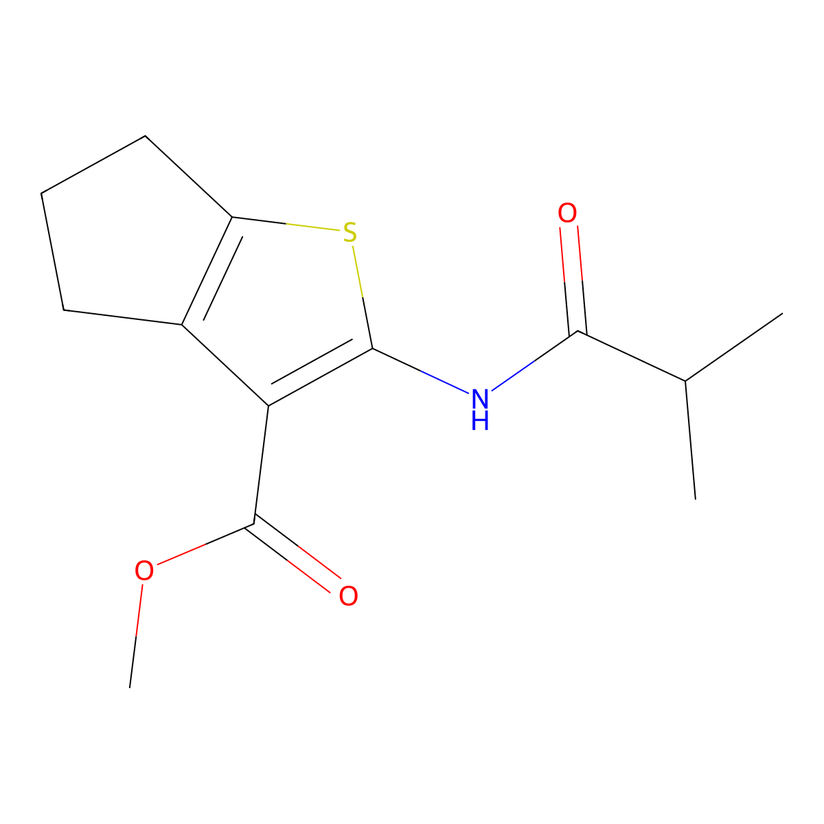 Methyl 2-(isobutyrylamino)-5,6-dihydro-4H-cyclopenta(B)thiophene-3-carboxylate molecular structure, CAS 302803-00-5