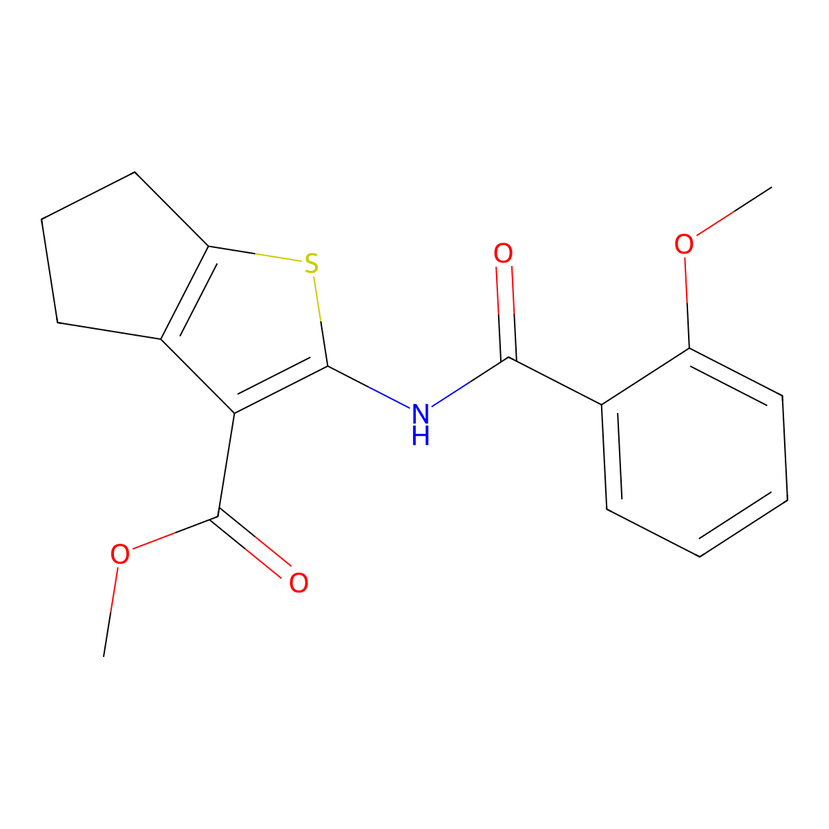 methyl 2-[(2-methoxybenzoyl)amino]-5,6-dihydro-4H-cyclopenta[b]thiophene-3-carboxylate molecular structure, CAS 302803-08-3