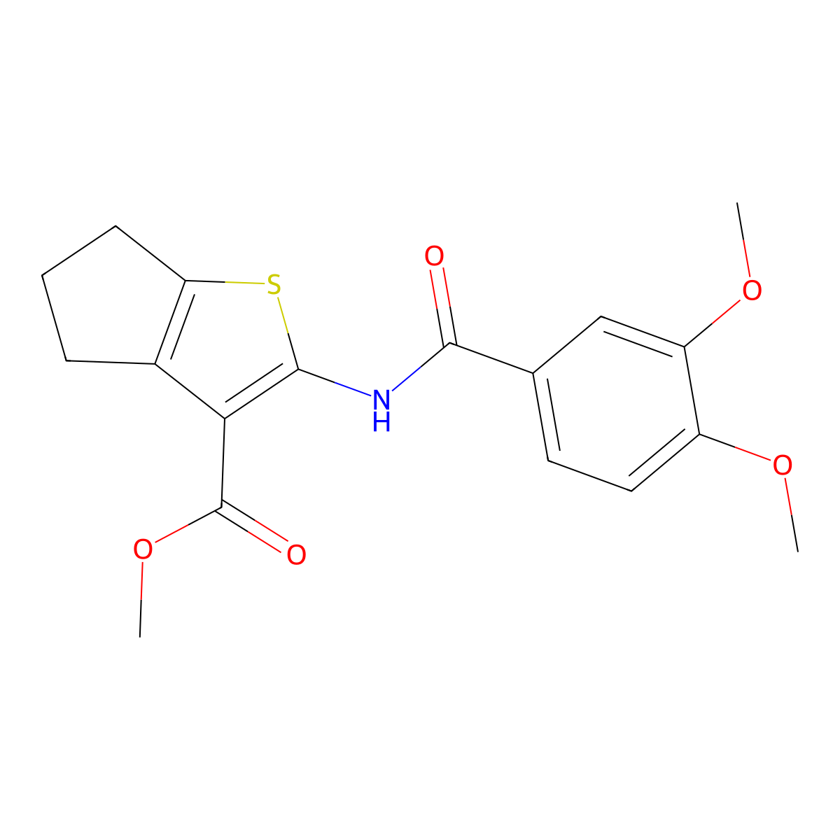 methyl 2-[(3,4-dimethoxybenzoyl)amino]-5,6-dihydro-4H-cyclopenta[b]thiophene-3-carboxylate molecular structure, CAS 302803-11-8