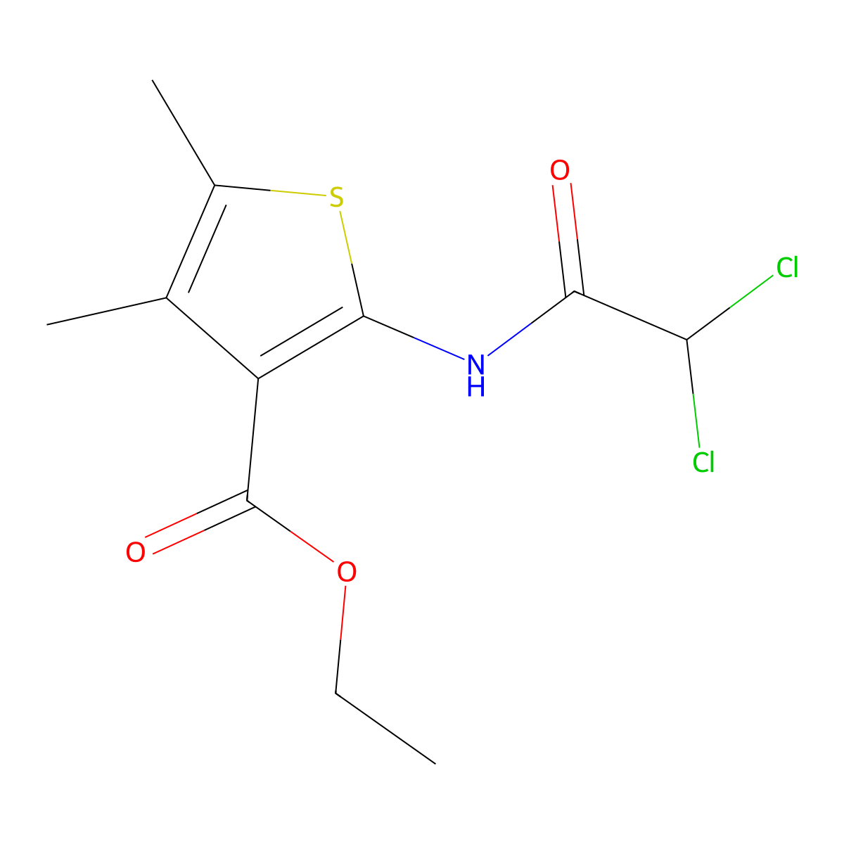 Ethyl 2-[(dichloroacetyl)amino]-4,5-dimethylthiophene-3-carboxylate molecular structure, CAS 302803-39-0
