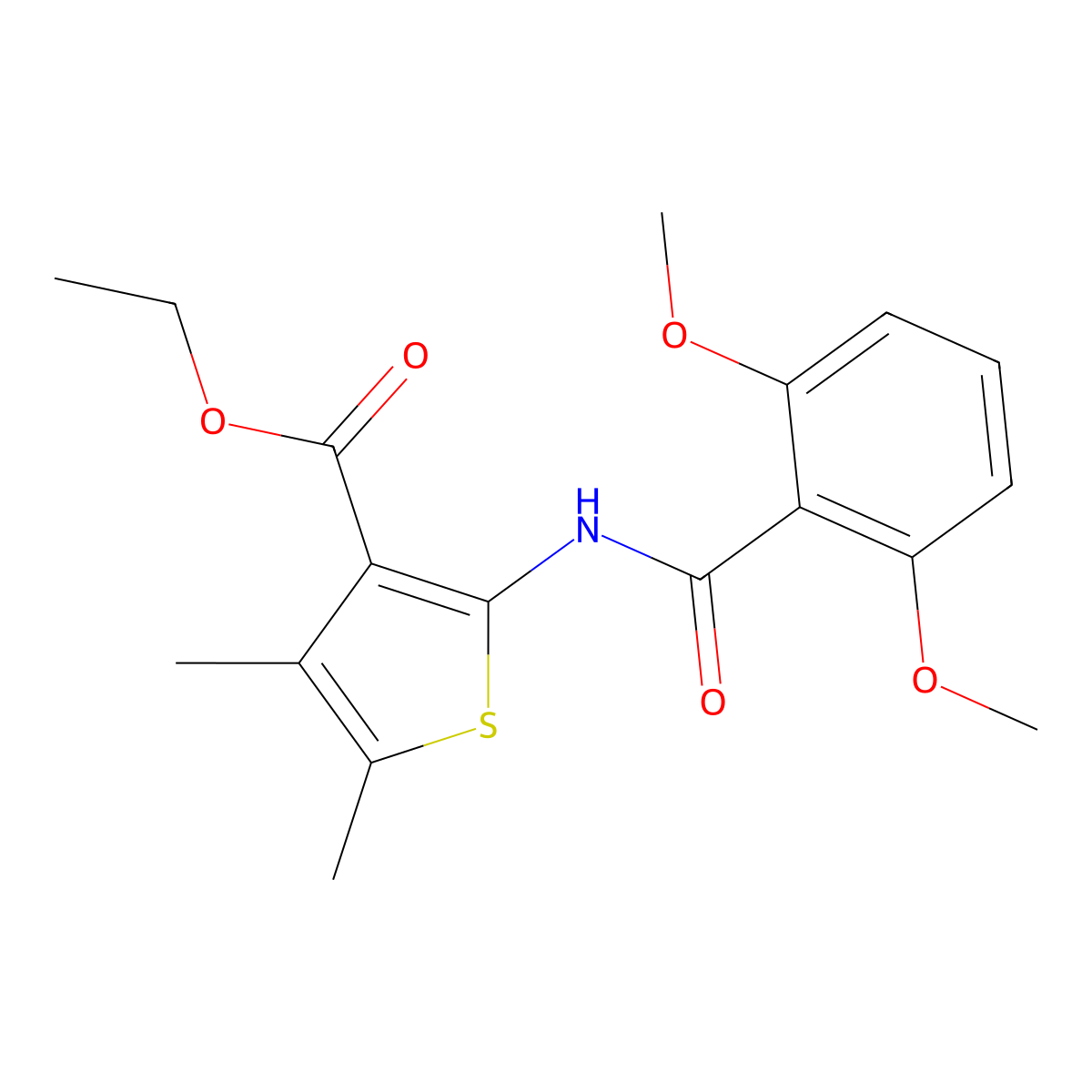 Ethyl 2-[(2,6-dimethoxybenzoyl)amino]-4,5-dimethylthiophene-3-carboxylate molecular structure, CAS 302803-42-5