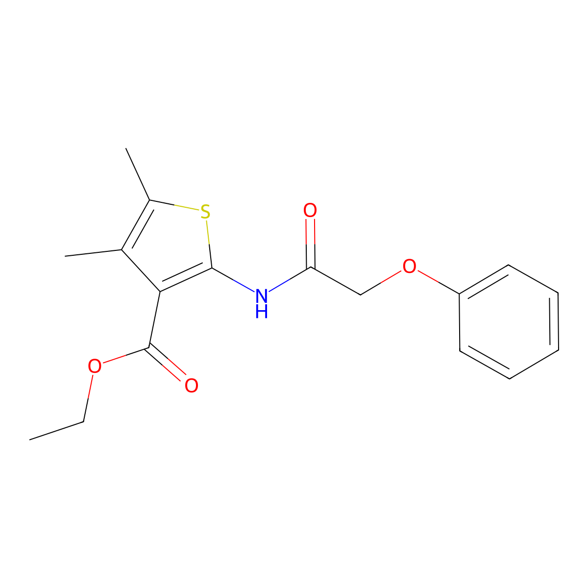 Ethyl 4,5-dimethyl-2-[(phenoxyacetyl)amino]thiophene-3-carboxylate molecular structure, CAS 302803-45-8