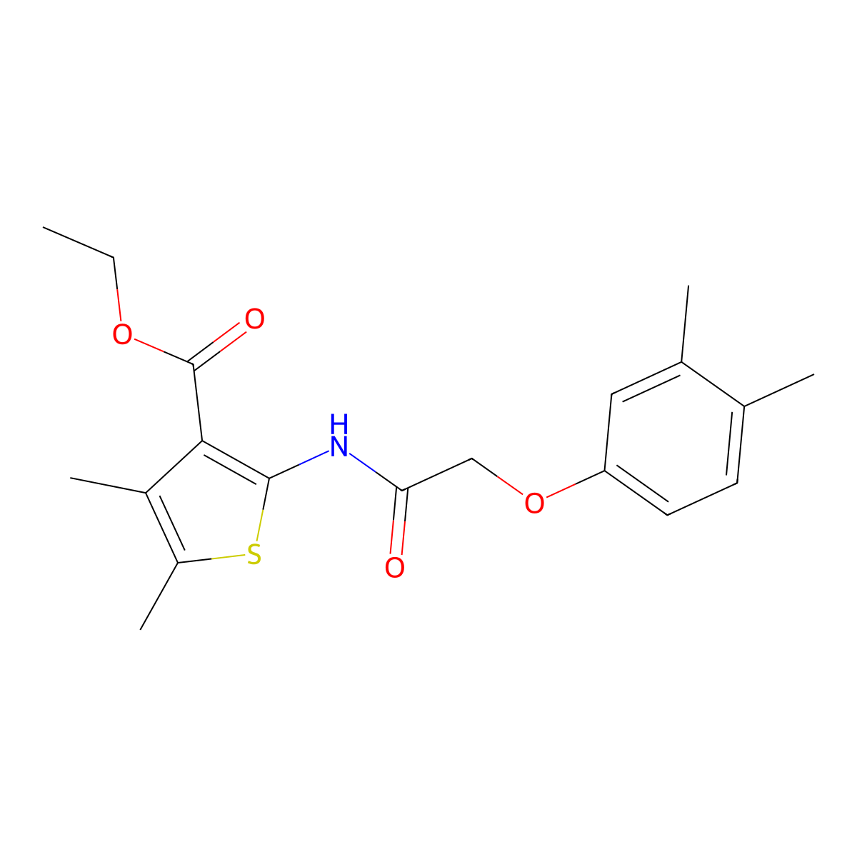 Ethyl 2-{[(3,4-dimethylphenoxy)acetyl]amino}-4,5-dimethyl-3-thiophenecarboxylate molecular structure, CAS 302803-50-5
