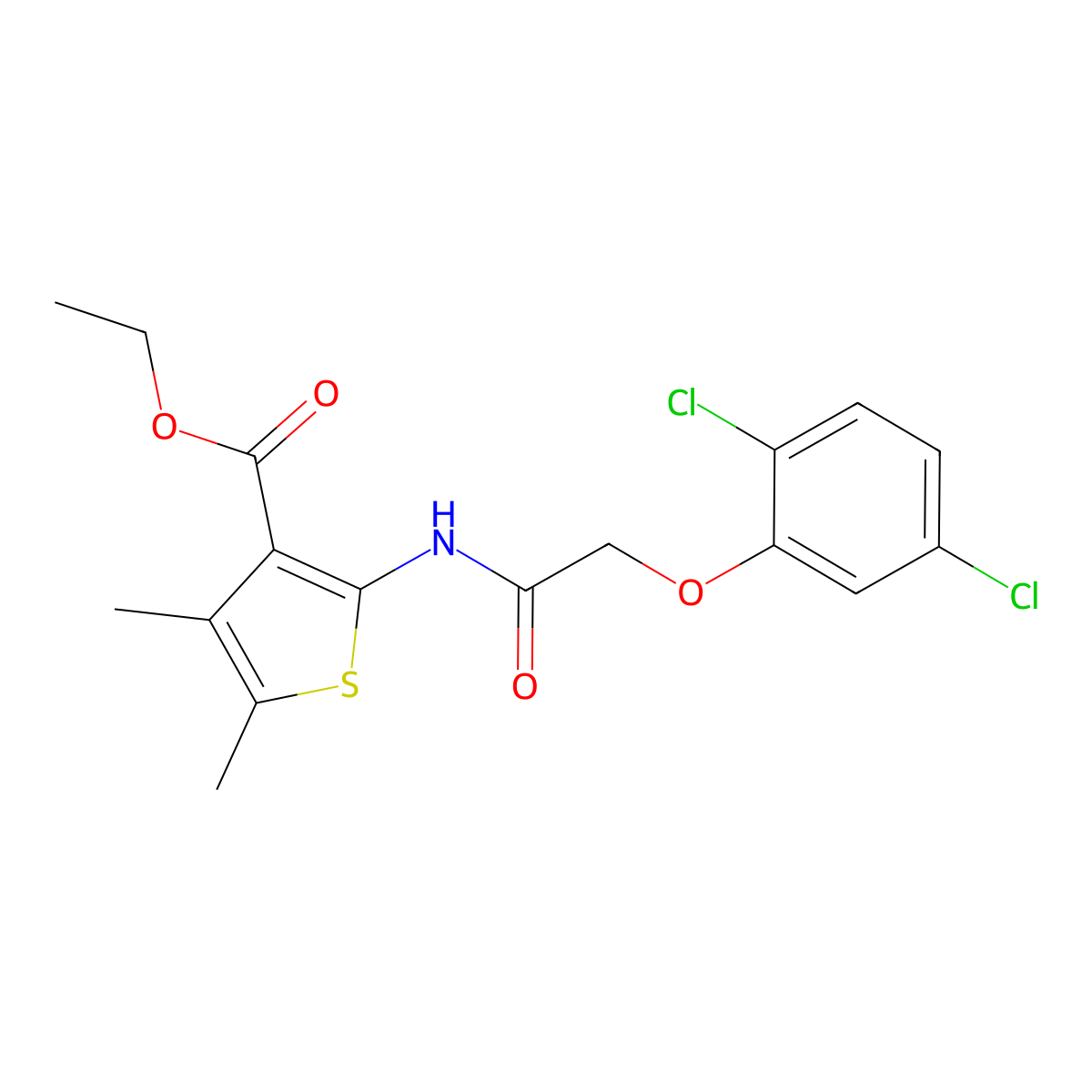 Ethyl 2-{[(2,5-dichlorophenoxy)acetyl]amino}-4,5-dimethylthiophene-3-carboxylate molecular structure, CAS 302803-52-7