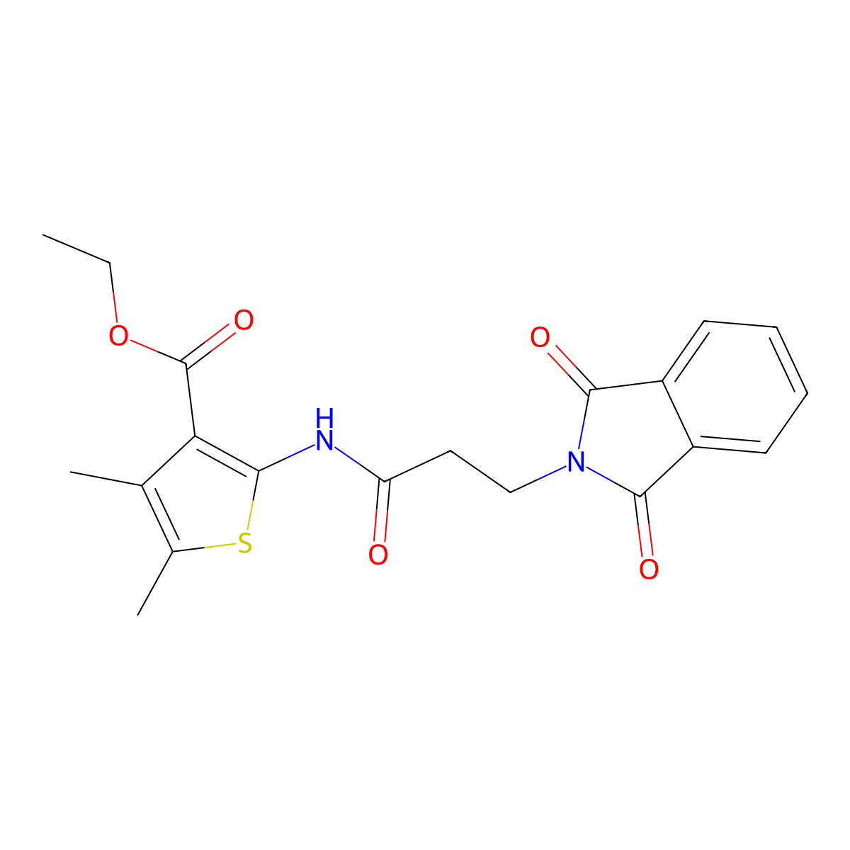 ethyl 2-{[3-(1,3-dioxo-1,3-dihydro-2H-isoindol-2-yl)propanoyl]amino}-4,5-dimethylthiophene-3-carboxylate molecular structure, CAS 302803-57-2