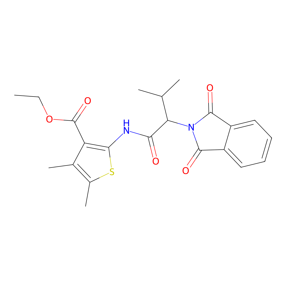 Ethyl 2-[[2-(1,3-dioxoisoindol-2-yl)-3-methylbutanoyl]amino]-4,5-dimethylthiophene-3-carboxylate molecular structure, CAS 302803-58-3