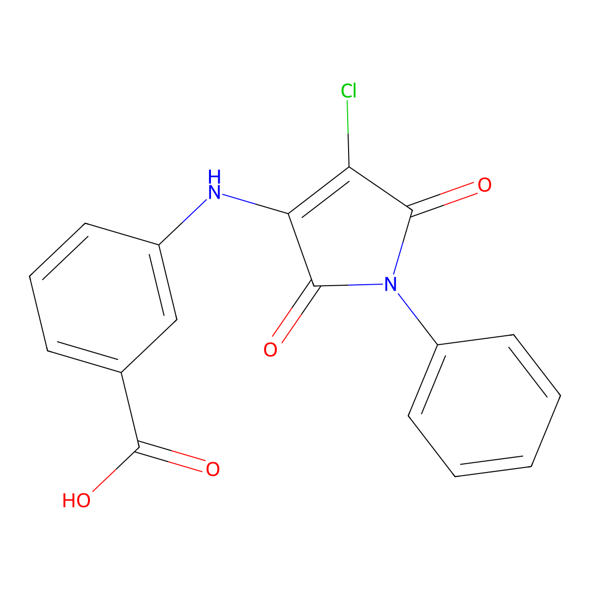 3-[(4-chloro-2,5-dioxo-1-phenyl-2,5-dihydro-1H-pyrrol-3-yl)amino]benzoic acid molecular structure, CAS 302803-96-9