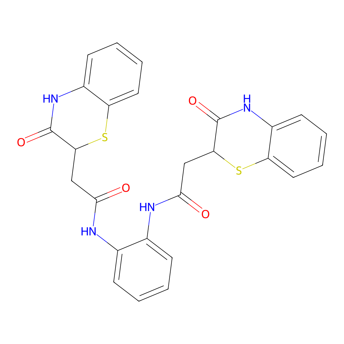 2-(3-oxo-4H-1,4-benzothiazin-2-yl)-N-[2-[[2-(3-oxo-4H-1,4-benzothiazin-2-yl)acetyl]amino]phenyl]acetamide molecular structure, CAS 302804-37-1