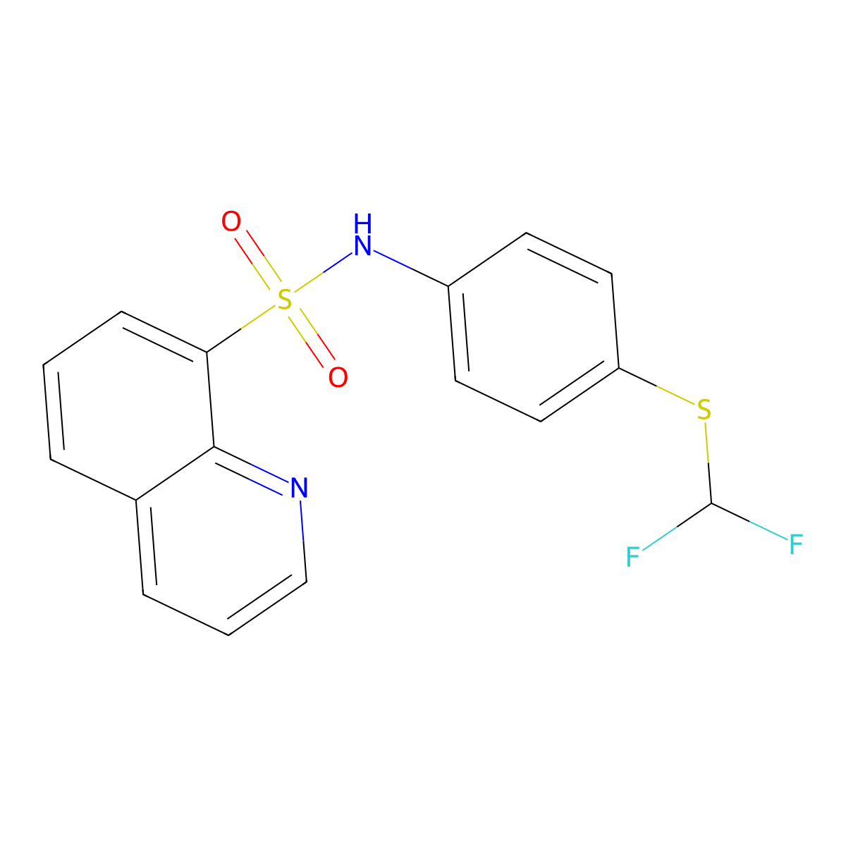 N-[4-(difluoromethylsulfanyl)phenyl]quinoline-8-sulfonamide molecular structure, CAS 302804-52-0