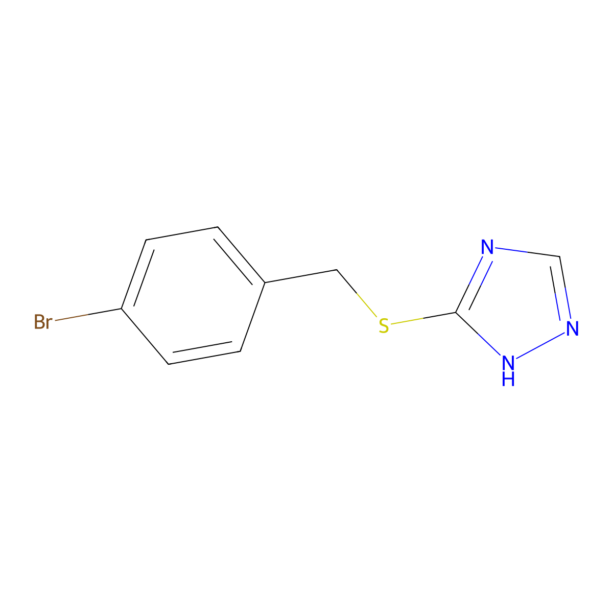 5-[[(4-Bromophenyl)methyl]thio]-1H-1,2,4-triazole molecular structure, CAS 302804-67-7
