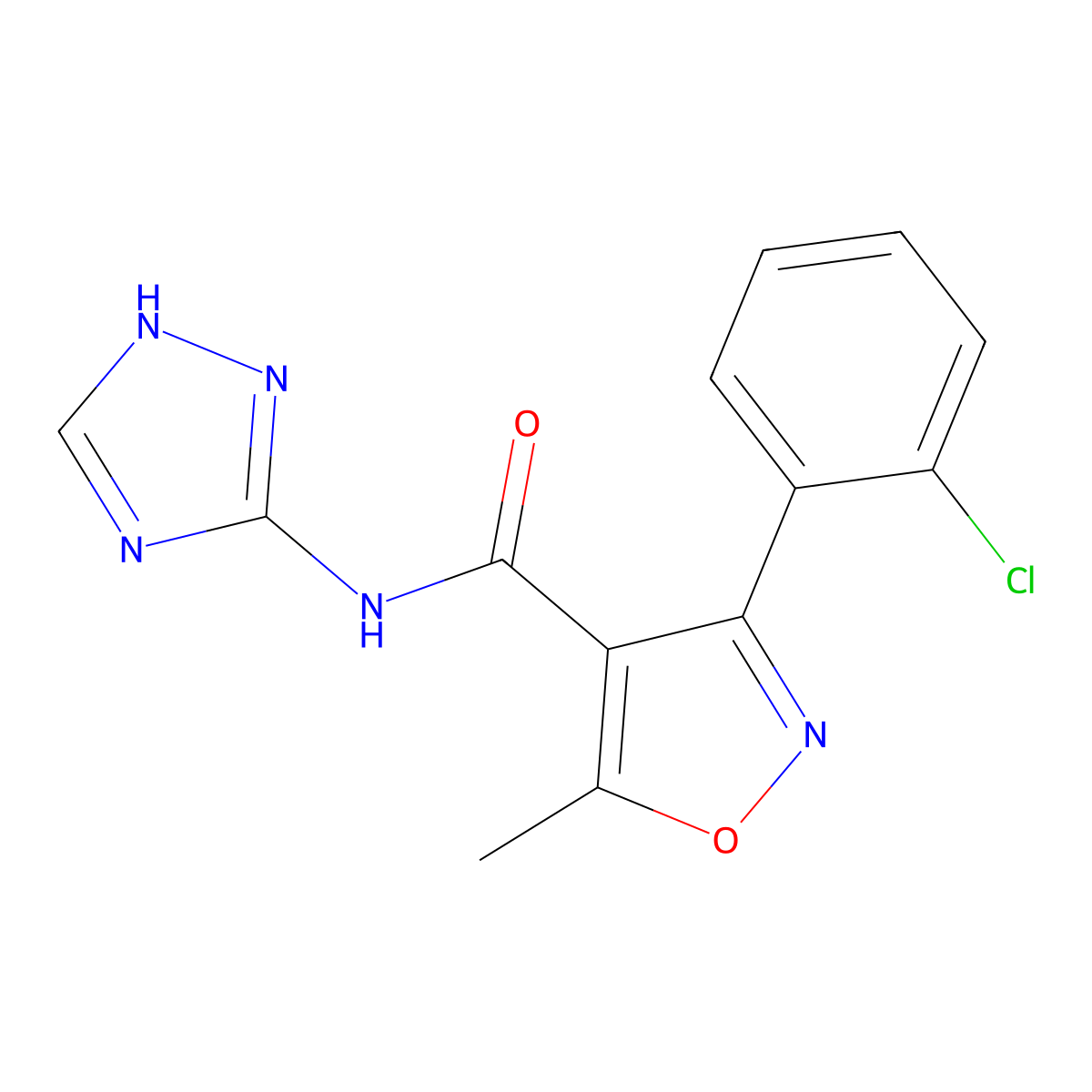 3-(2-chlorophenyl)-5-methyl-N-(4H-1,2,4-triazol-3-yl)-4-isoxazolecarboxamide molecular structure, CAS 302805-11-4