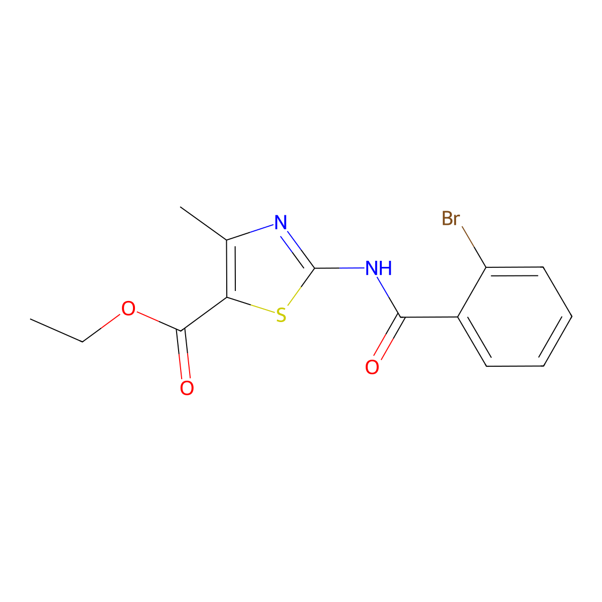 Ethyl 2-[(2-bromobenzoyl)amino]-4-methyl-1,3-thiazole-5-carboxylate molecular structure, CAS 302805-17-0