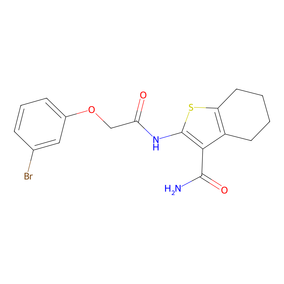 2-{[(3-Bromophenoxy)acetyl]amino}-4,5,6,7-tetrahydro-1-benzothiophene-3-carboxamide molecular structure, CAS 302805-44-3