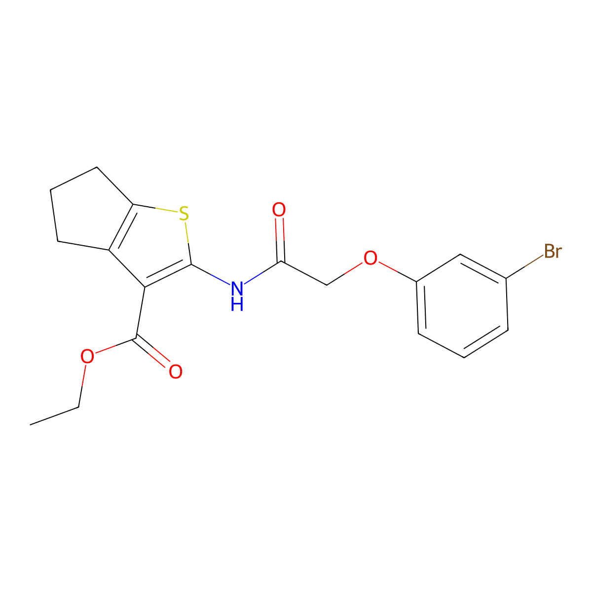 ethyl 2-{[(3-bromophenoxy)acetyl]amino}-5,6-dihydro-4H-cyclopenta[b]thiophene-3-carboxylate molecular structure, CAS 302805-49-8