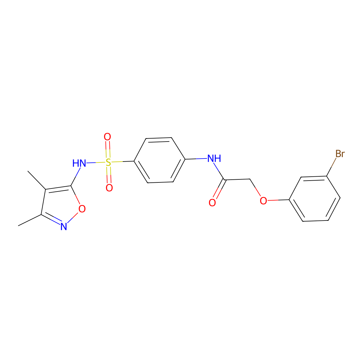 2-(3-bromophenoxy)-N-{4-[(3,4-dimethyl-1,2-oxazol-5-yl)sulfamoyl]phenyl}acetamide molecular structure, CAS 302805-57-8