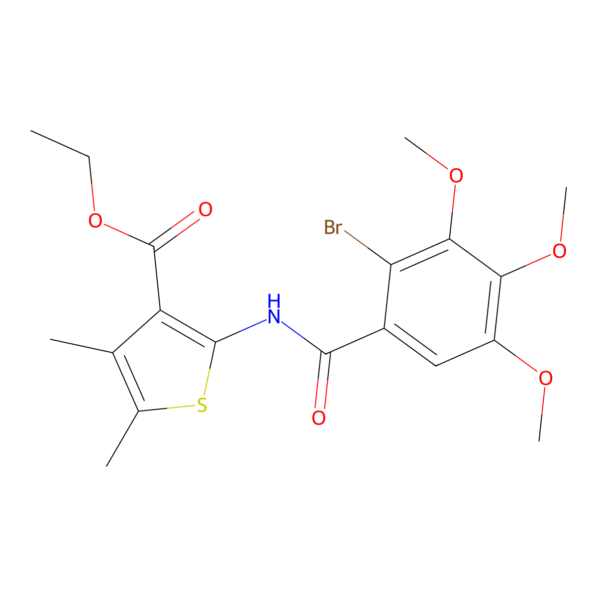 Ethyl 2-[(2-bromo-3,4,5-trimethoxybenzoyl)amino]-4,5-dimethyl-3-thiophenecarboxylate molecular structure, CAS 302805-63-6