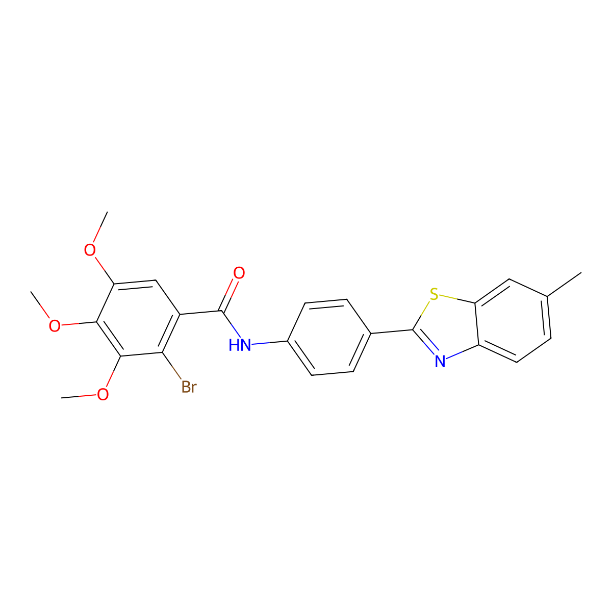2-bromo-3,4,5-trimethoxy-N-[4-(6-methyl-1,3-benzothiazol-2-yl)phenyl]benzamide molecular structure, CAS 302805-79-4