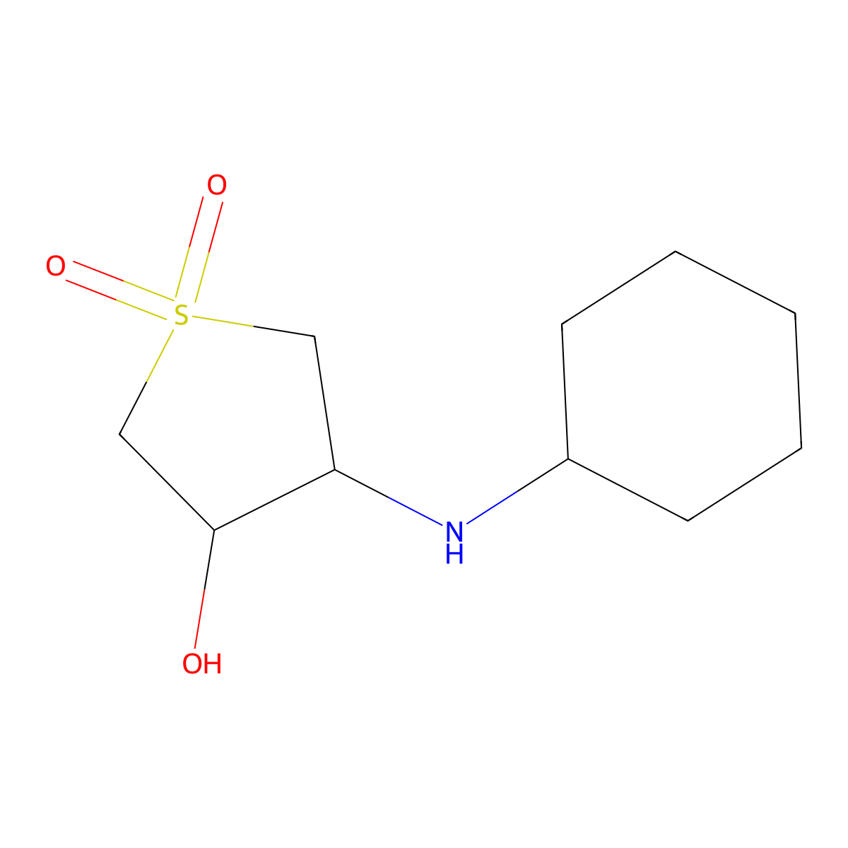 4-(Cyclohexylamino)tetrahydrothiophene-3-ol 1,1-dioxide molecular structure, CAS 302806-17-3