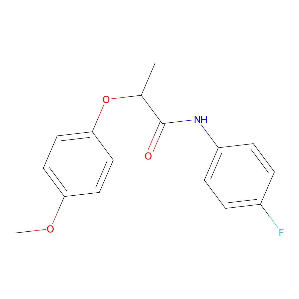 N-(4-fluorophenyl)-2-(4-methoxyphenoxy)propanamide molecular structure, CAS 302806-80-0