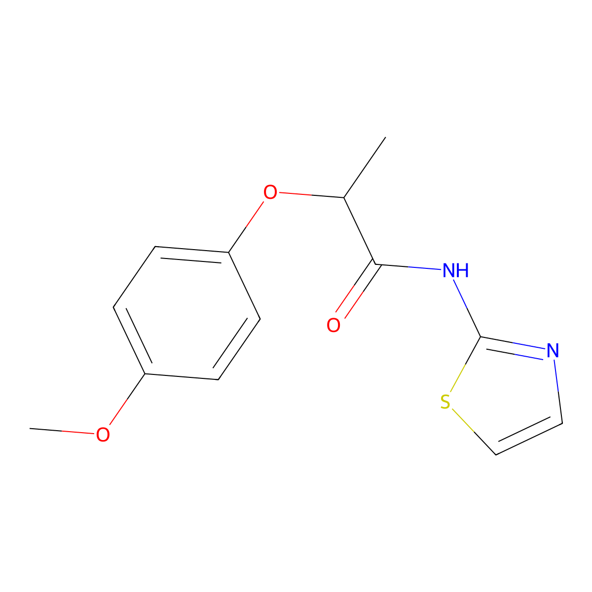 2-(4-methoxyphenoxy)-N-(1,3-thiazol-2-yl)propanamide molecular structure, CAS 302806-99-1