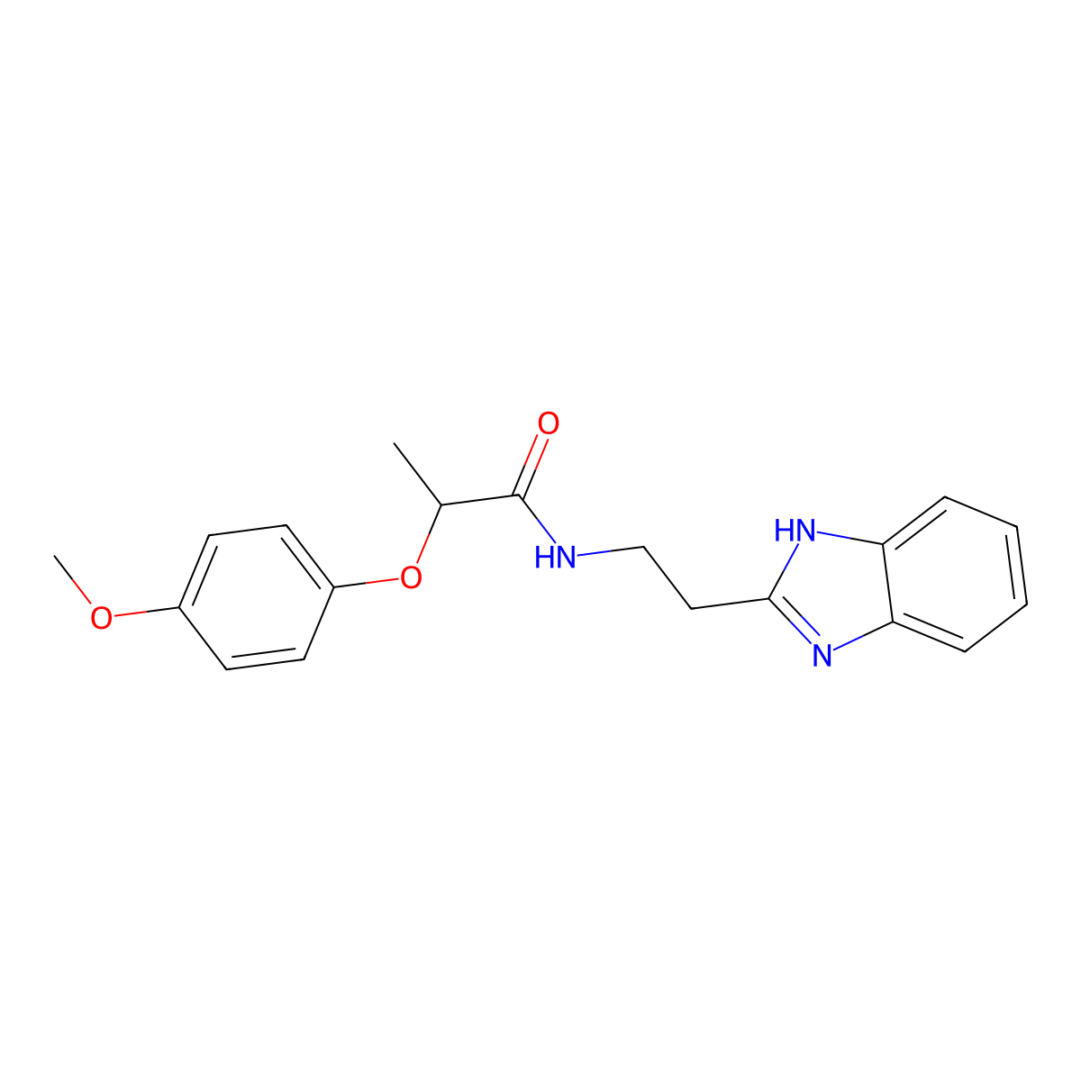N-[2-(1H-benzimidazol-2-yl)ethyl]-2-(4-methoxyphenoxy)propanamide molecular structure, CAS 302807-02-9