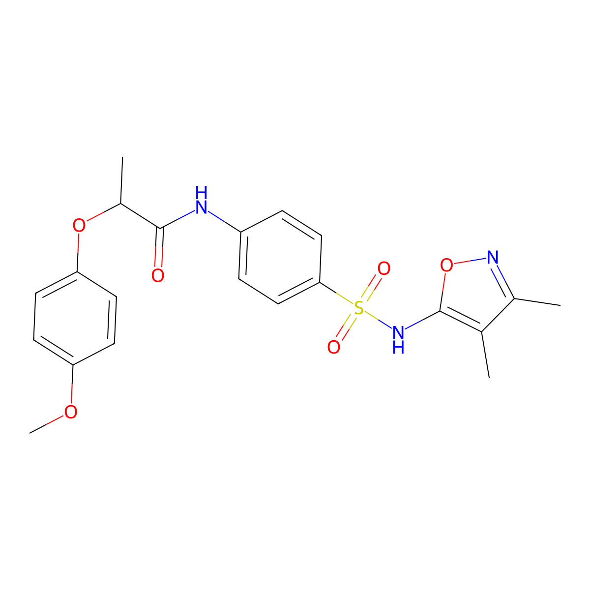 N-{4-[(3,4-dimethyl-1,2-oxazol-5-yl)sulfamoyl]phenyl}-2-(4-methoxyphenoxy)propanamide molecular structure, CAS 302807-18-7