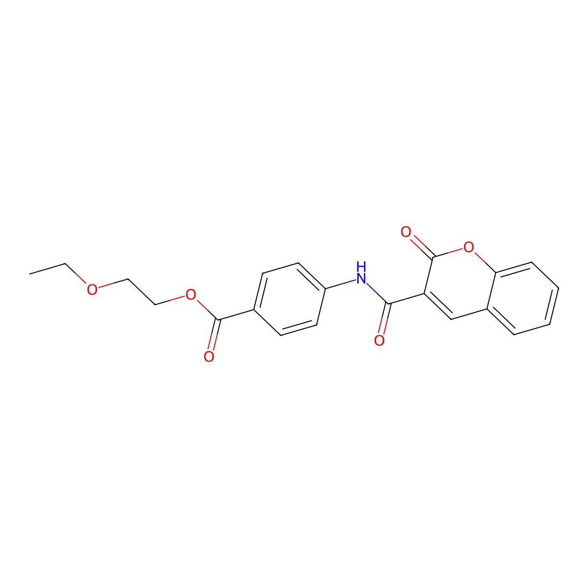 2-ethoxyethyl 4-(2-oxo-2H-chromene-3-carboxamido)benzoate molecular structure, CAS 302807-50-7