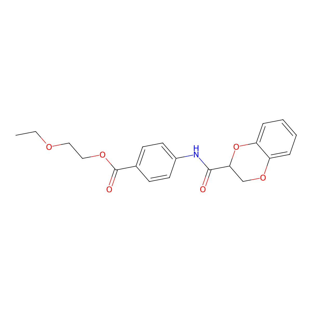 2-Ethoxyethyl 4-[(2,3-dihydro-1,4-benzodioxin-2-ylcarbonyl)amino]benzoate molecular structure, CAS 302807-51-8