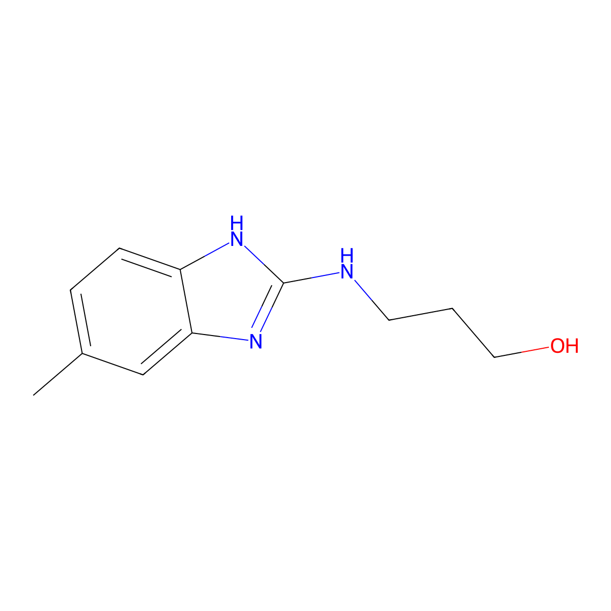 3-(5-Methyl-1H-benzoimidazol-2-ylamino)-propan-1-ol molecular structure, CAS 302812-86-8