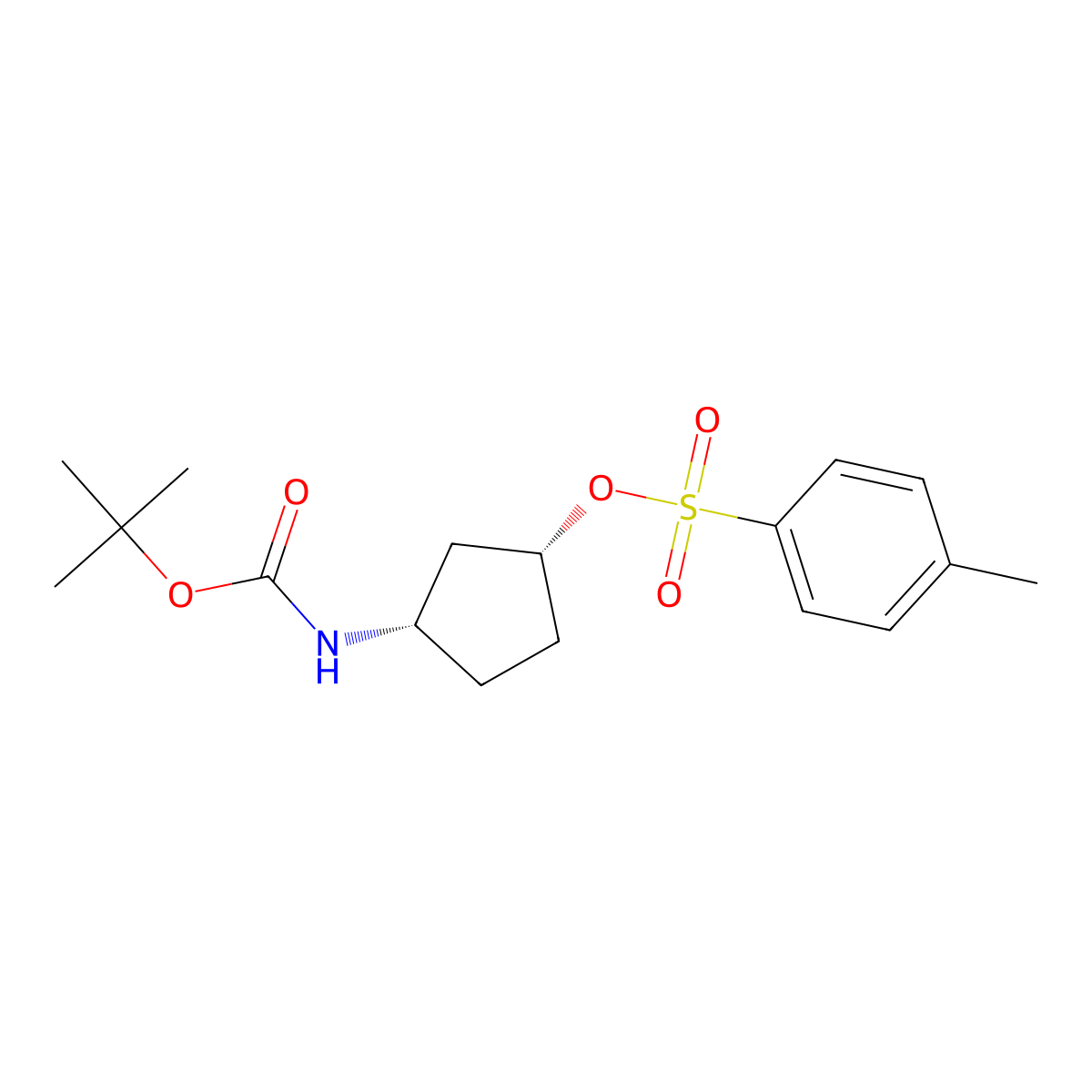 (1R,3S)-3-((Tert-butoxycarbonyl)amino)cyclopentyl 4-methylbenzenesulfonate molecular structure, CAS 3028129-51-0