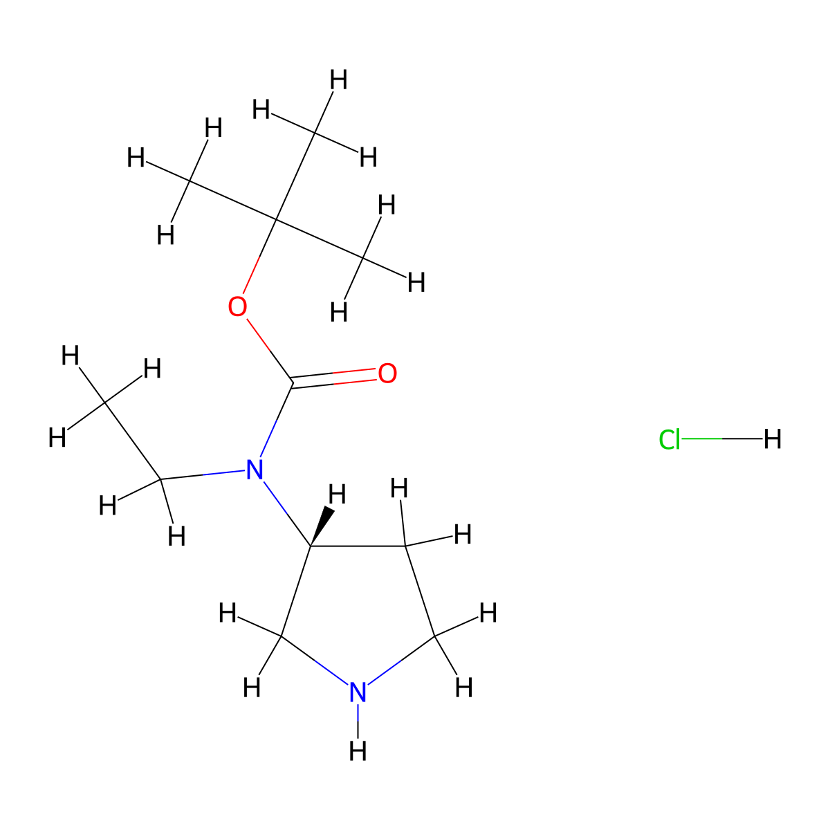 Tert-butyl (R)-ethyl(pyrrolidin-3-YL)carbamate hydrochloride molecular structure, CAS 3028132-53-5