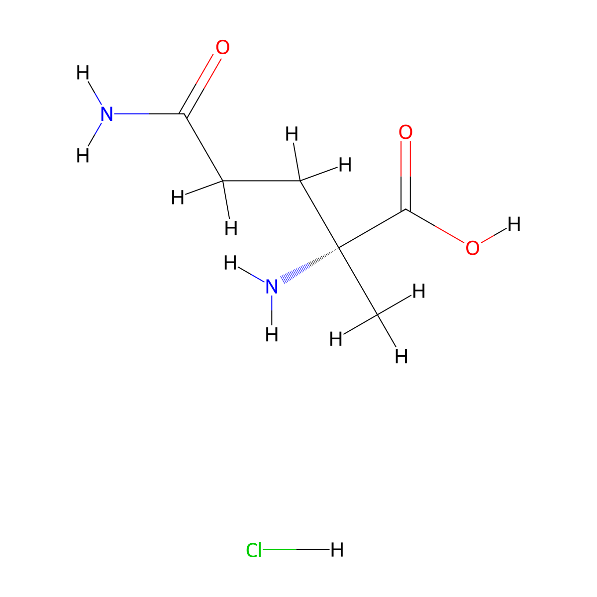 (2R)-2-amino-4-carbamoyl-2-methylbutanoic acid hydrochloride molecular structure, CAS 3028132-65-9