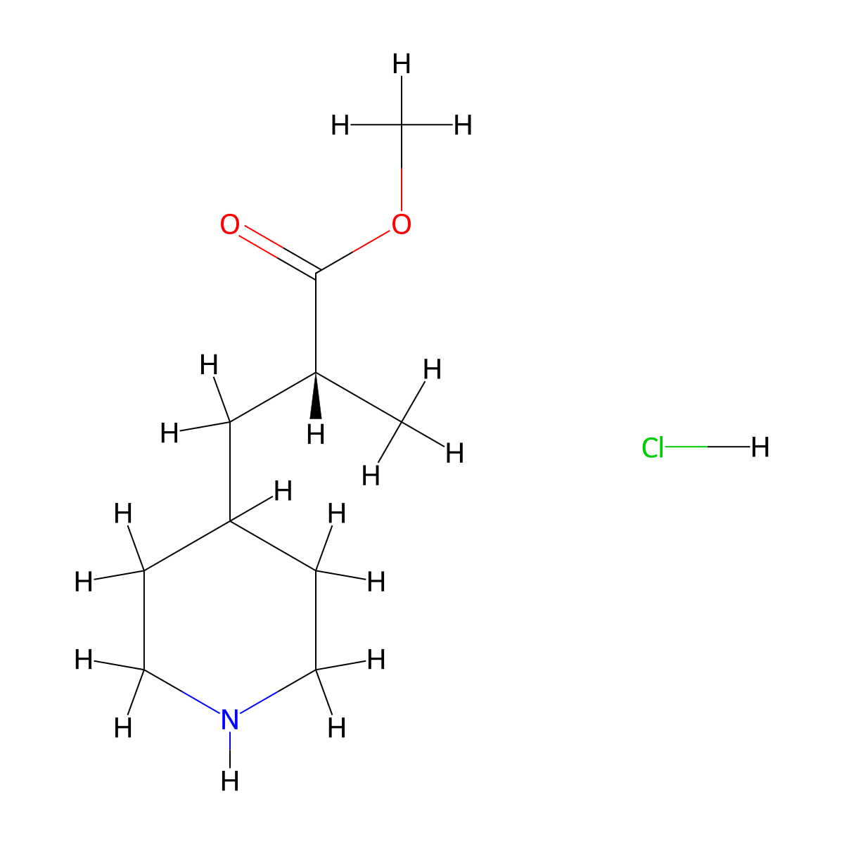 methyl (2R)-2-methyl-3-(piperidin-4-yl)propanoate hydrochloride molecular structure, CAS 3028132-78-4