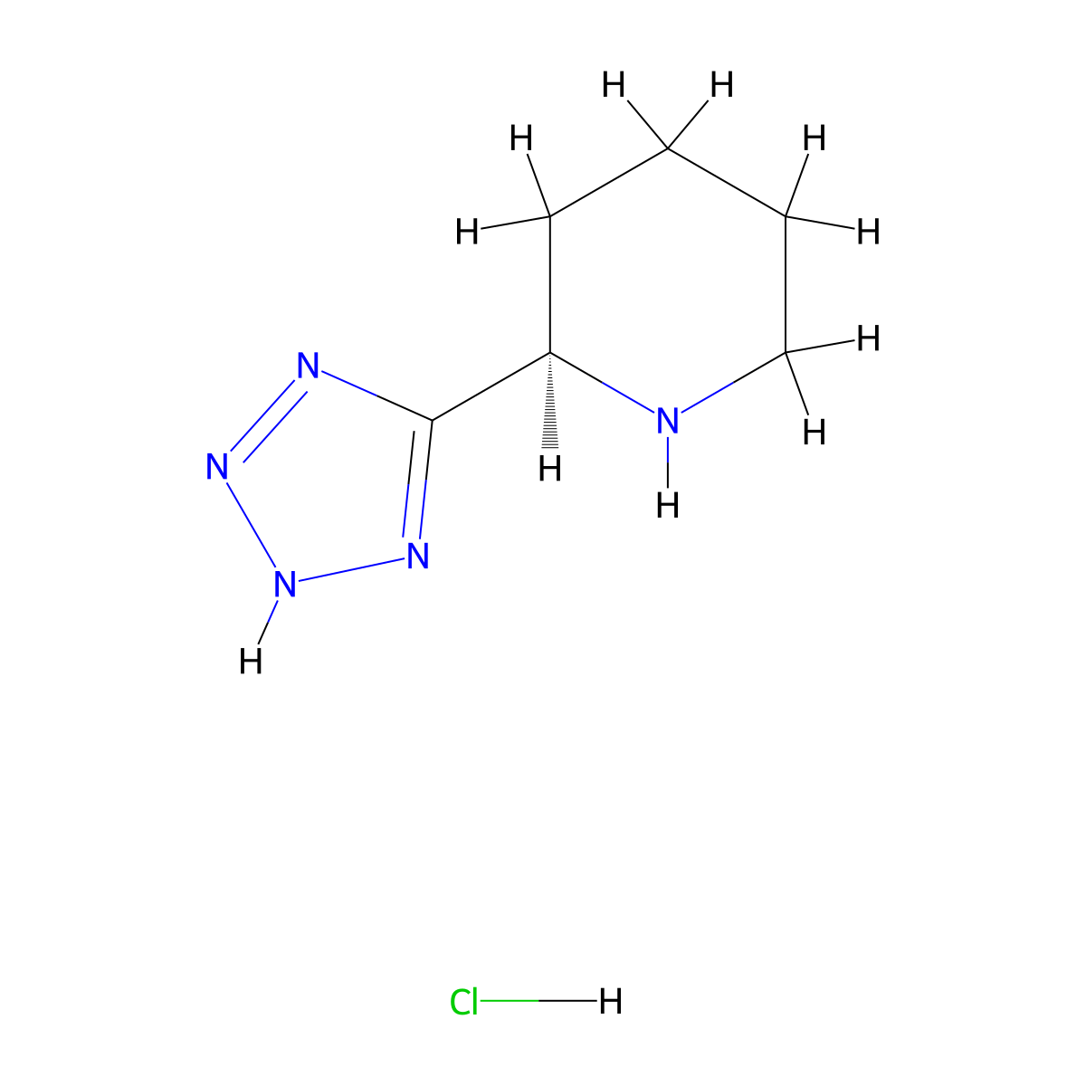 (2R)-2-(1H-1,2,3,4-tetrazol-5-yl)piperidine hydrochloride molecular structure, CAS 3028133-02-7