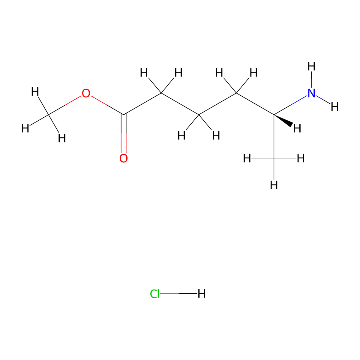 methyl (5R)-5-aminohexanoate hydrochloride molecular structure, CAS 3028133-06-1